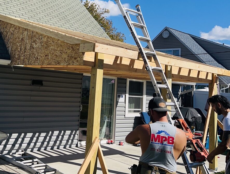 Porch framing in progress