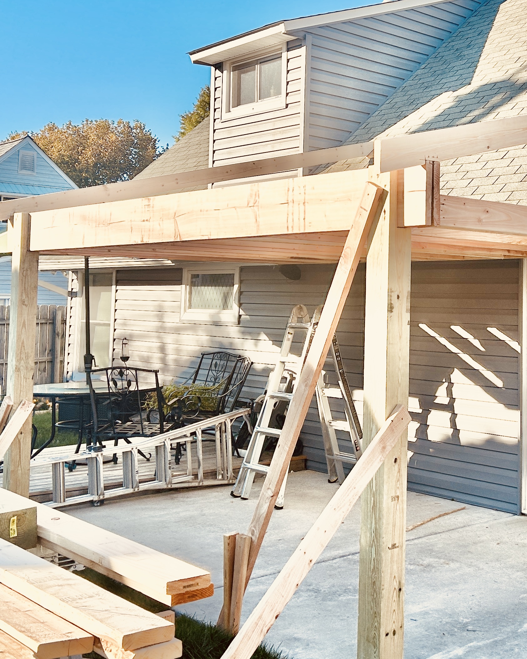 Rear porch in Levittown