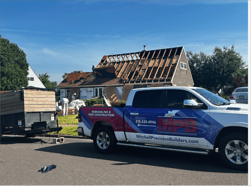 Before and after comparison of Bucks County exterior renovation.